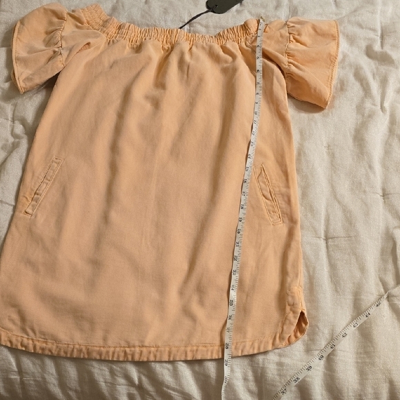 All Saints Soft Peach Off-Shoulder Mini Dress - Picture 8 of 13
